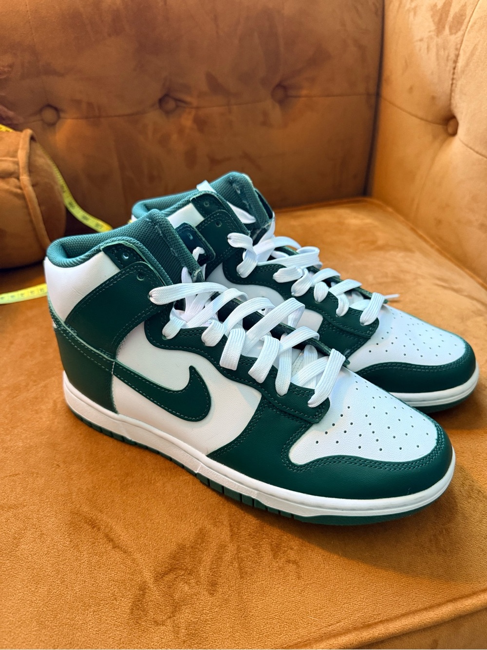 Green and White High tops